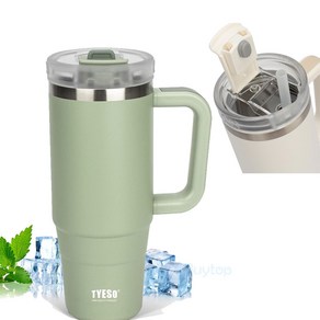 TYESO 타이소 스테인레스 대용량 텀블러 보온 보냉 텀블러 1200ml 빨대포함, White, 1개