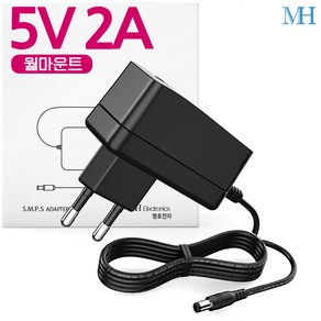 명호전자 5V2A 아답터 월마운트 벽걸이형 DC 5V 2A 어댑터, 5V2A아답터만(벽/기본잭), 1개