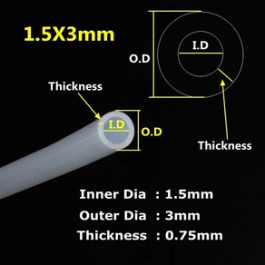 등급 투명 실리콘 고무 튜브 모세관 외경 0.5mm 1.5mm 2mm 3mm 4mm 5mm