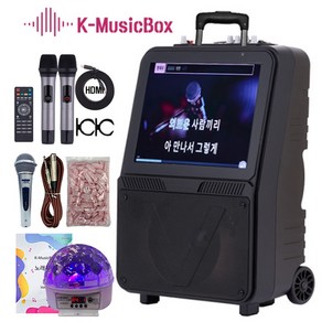 노래방기계 서영엔터테인먼트 AV-1000 이동식 휴대용 무선마이크2P+유선마이크(케이블포함)+TV연결선+마이크카바+조명 SM