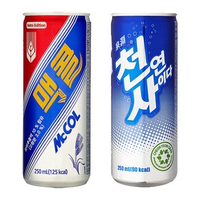 천연사이다 250ml x 30캔 + 맥콜 250ml x 30캔 총 60캔