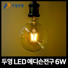 두영조명 LED 에디슨전구 6W G95 G, 두영 에디슨 볼구 6W G95 / 골드 전구색(주황빛), 1개