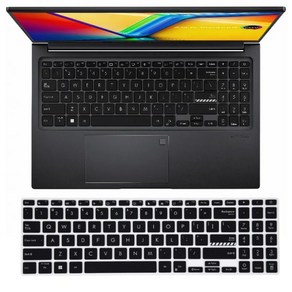 Asus Vivobook 실리콘 노트북 키보드 커버 스킨 15 2023 F1504 X1504 X1504ZA X1504VA X1504Z X1504V 15.6 인치, black, 1개