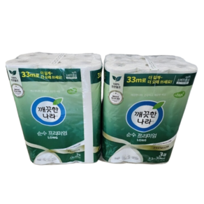 깨끗한나라 순수 프리미엄 화장지 천연펄프 고급롤화장지, 33m, 30개입, 2개