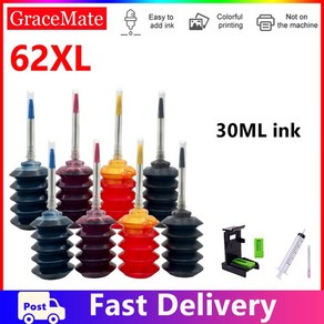 GaceMate 62XL 리필 잉크 카트리지 HP 62 XL hp Envy 5540 5640 7640 5646 5541 5740 5742 5745 200 250 프린터, [05] 2set ink 30MLX4colo, 1개