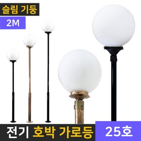 전기 가로등 LED 조명 야외등 인테리어조명 PC글로브 구슬 호박등-10인치, 기둥 2m-250mm(블랙)