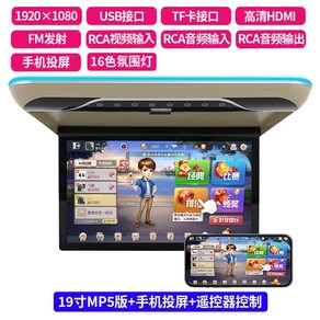 차량용 천장 모니터 그레이 TV 걸이 차량용천장모니터 A모델 천장모니터, 5  인터넷 접속 불가 베 19인치 MP5폰 투사