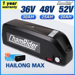 ChamRider 전기 자전거 배터리 Hailong Max 21700 셀 전기 자전거 리튬 팩 48V 36V 52V 48V 20ah 40A BMS 500W 750W 1000W 15