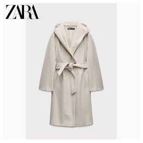 ZARA 자라 여성 후드 벨트 소프트 코트 롱코트 루즈핏 3046328