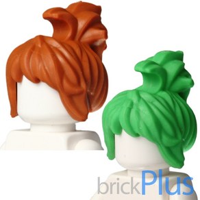 레고 헤어 파인애플 헤어 다크 오렌지 밝은 그린 Minifig Hai Female Messy with Swept-up Ponytail 6064125 6081972 95326, 금발, 1개