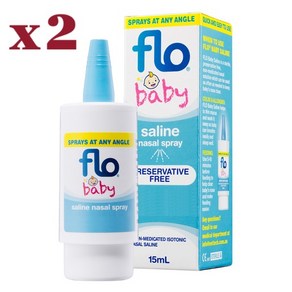 [호주정품직구] FLO 베이비 아기 코막힘 식염수 스프레이 - FLO Baby Saline Nasal Spay 15ml, 2개