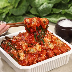 셰프애찬 봄동 굴 겉절이 겨울 제철 배추 김치 무침 통영 굴, 1kg, 1개