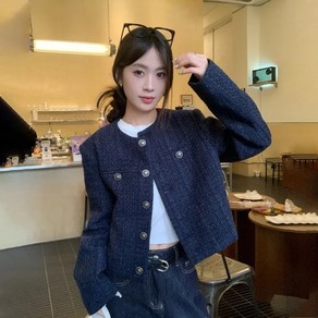 녕동 여성 노카라 트위드 자켓 코트 루즈핏 슬림핏 숏 재킷 아우터 캐주얼 쇼트 상의