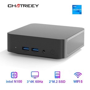 Chateey T9 미니 PC 인텔 알더 레이크 N100 윈도우11 초소형 포켓 컴퓨터 듀얼 SSD C타입 4K 60Hz RGB, NO stoage, WIN11 Home