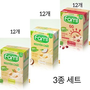 FAMI VINASOY 베트남 파미 두유/3종 세트 (팥맛/코코넛맛/저가당), 72개, 200ml, 72개, 200ml