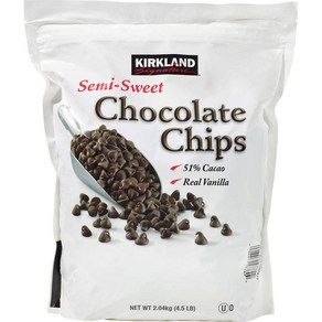 Kikland Signatue Semi-Sweet Chocolate Chips 72 oz 커클랜드 시그니처 세미 스위트 초콜릿 칩 72온스, 1개, 2.041kg