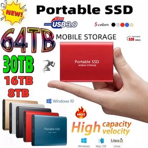 샤오미 휴대용 외장 하드 C타입 USB 노트북용 스토리지 1TB SSD 16TB 8TB, Black 6TB