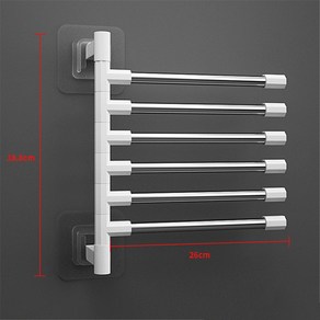 회전식 무타공 3~8단 수건 걸이 180도 욕실 주방 벽걸이 브래킷 공간 절약 정리함, 3.6 Ba, 1개