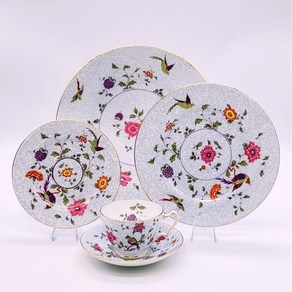 Antique 크라운 스태포드셔 Crown Staffordshire 버드 오브 파라다이스 Bird of Paradise 5피스 디너세트 찻잔 접시 앤틱 수집품 희귀 빈티지 그릇