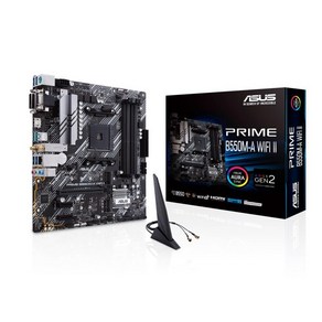 ASUS PRIME B550M-A WIFI II AMD Ryzen 5000 시리즈 AM4 대응 B550 탑재 mATX 마더보드/국내 정규 대리점품, 상세페이지 참조