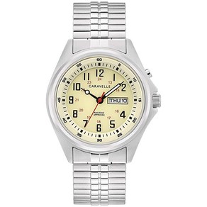 Bulova Caravelle 남성용 전통적인 3핸드 요일 및 날짜 쿼츠 시계 라이트업 스테인리스 스틸 40mm 전통적 331631