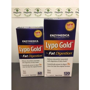 엔자이메디카 하나 선택: Enzymedica Lypo Gold 60 또는 120 캡슐 206622, 120정, 1개