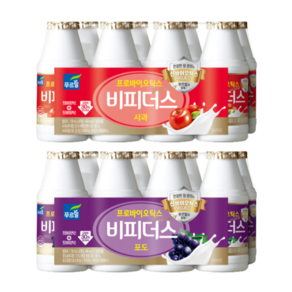 푸르밀 비피더스 사과 130ml x 16개입 + 포도 130ml x 16개입, 2개