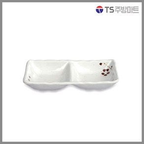 [돌산멜라민] 살구 퓨전2칸 - 소스 종지 볼 (식당용 업소용), 아이보리 (DS-6698), 1개