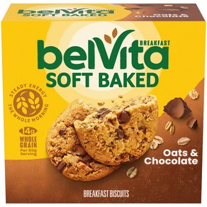 Belvita Soft Baked Oats & Chocolate Beakfast Biscuits 벨비타 소프트 베이크드 오트 & 초콜릿 아침 식사 비스킷 5팩(팩당 비스킷 1개, 362.87g