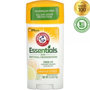 암앤해머 에센셜 내추럴 데오드란트 오렌지 시트러스 71g Essentials Natural Deodorizers Deodorant Orange Citrus