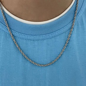 [루크문] 라인 로프 써지컬 레이어드 엔티크 심플 베이직 체인 목걸이 / LINE ROPE SURGICAL CHAIN NECKLACE