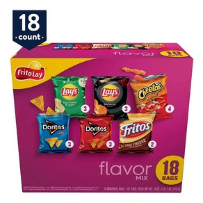 [미국직배송]프리토레이 플레이버 믹스 18개입 Fito-Lay Vaiety Snack Pack - 18ct, 510.3g, 1개