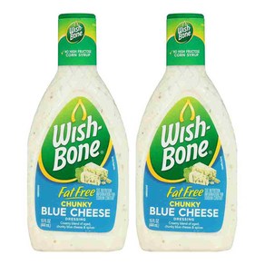 Wish-Bone Fat Fee Chunky Blue Cheese 위시본 무지방 청키 블루 치즈 드레싱 15Fl.oz(444ml) 2팩, 2개, 444ml