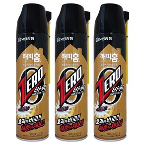 유한양행 해피홈 제로 에어로솔 바퀴용, 3개, 500ml