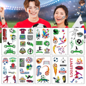 KC인증 어린이 타투스티커 월드컵 축구공 축구 체육대회 족구 취미 축구선수 축구교실 응원 치어리더 스티커 바디 페이스페인팅 어린이집 유치원 학교 크리스마스 할로윈 행사, ZA타입 10종 1세트, 1개