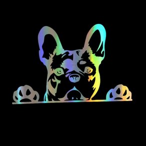 프리미엄 자동차 스티커 3D 프렌치 불독 스티커 장식 비닐 창문 자동차 꼬리 모양 반사 레이저 방수 신제품, 5.Lase - 1pcs