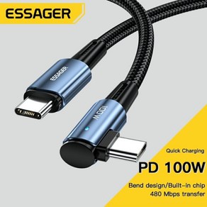 타입 각도 c타입 화웨이 100W 도 90 프로 USB 데이터 충전 케이블 고속 To C Essage Wi, 1개, 1 아니오, 파란색 100W 케이블