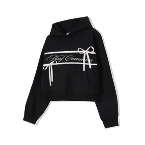 [노이커먼] 크롭 후드티 NOY RIBBON CROP HOODIE BK