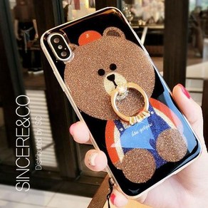 신서엔코 갤럭시S21케이스 갤럭시S21플러스케이스 갤럭시S21울트라케이스 Galaxy Phone Case 블링블링 펄 베어 하드 휴대폰케이스