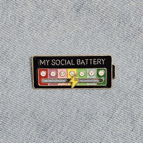 BC824 My Social battey 소셜 배터리 블랙 뱃지 브로치