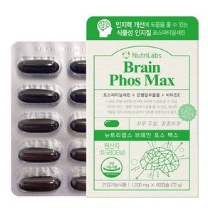 베스트식품 뉴트리랩스 브레인 포스 맥스 1 200mg x 60캡슐 1개, 60정