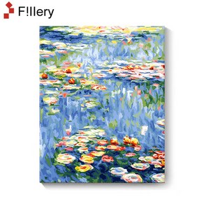 FiIIey 고급 시리즈 DIY 명화그리기 캔버스페인팅 그림그리기 유화 세트 40x50 - 유화 2개를 사시면 앞치마를 드립니다, 17-수련화, 1개