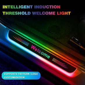 맞춤형 마그네틱 자동차 문짝 씰 페달 조명 로고 적외선 센서 USB 충전 자동 스커프 LED 문턱 플레이트 램프, 2PCS Rea Doo_Fo Babus