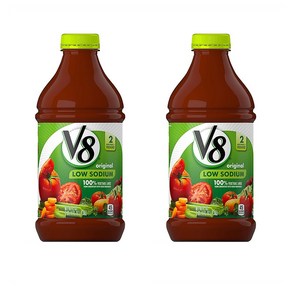 V8 Oiginal Low Sodium 100% Vegetable Juice 오리지널 저나트륨 야채 주스, 2개, 1.36L