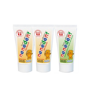 네네덴트 어린이불소치약 멘톨프리 딸기향 50ml x 2p + 사과향 50ml, 1세트