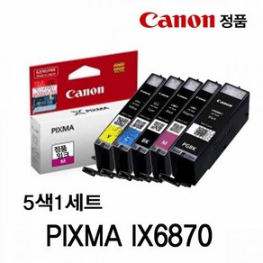 캐논 PIXMA IX6870 정품잉크 5색세트 캐논잉크카트리지 캐논프린터잉크 정품잉크 정품카트리지 캐논정품 캐논잉크, 본상품선택, 상세페이지 참조, 1개