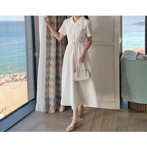 [리리앤코] 루블디앙 자가드 벨트 플레어 롱 원피스