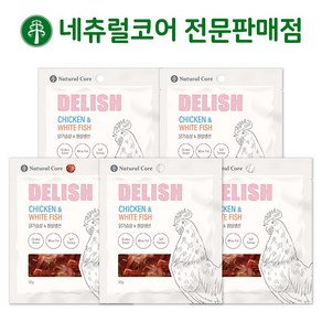 네츄럴코어 델리쉬 슬라이스, 혼합맛(닭가슴살/흰살생선), 30g, 5개