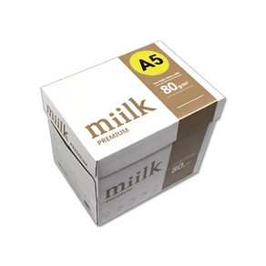 밀크프리미엄 복사용지 A5용지 (A4 아님) 80g 1BOX(5000매) (A4 절반)