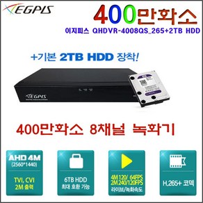 이지피스 400만 8채널 CCTV 녹화기(QHDVR-4108QS_265+2TB HDD)외 추가상품, 이지피스 QHDVR-4108QS_265+2TB, 1개